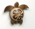 2" Small Wood Turtle Magnet with Plumeria Flower Design