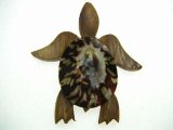 "Hawaii" - 2" Wood Turtle w/ Opihi Shell Magnet