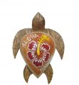 2" Small Wood Turtle Magnet with Painted RED Hibiscus Flower