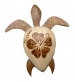 4" Large Wood Turtle Magnet w/ Hibiscus Flower & "Maui" Design