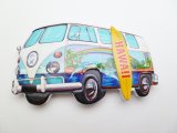 3" Tour Bus w/ Rainbow and Hawaii Surfboard Magnet