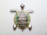 2" Yellow & Green Turtle Magnet