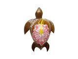 "Maui", 2" Painted Pink Wood Turtle Magnet