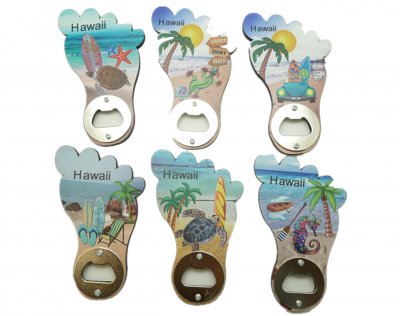 Assorted Hawaii Theme Footprint Bottle Opener & Magnet