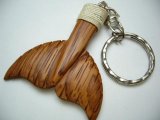 2" Natural Wood Whale Tail Keychain