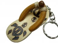 3-Wood Sandal Keychain