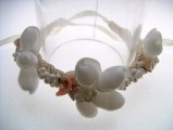 White Bubble Shell w/ White Mongo & Pink Shell Bracelet