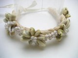Green Sigay (Cowry) Shell with White Mongo Shell Raffia Bracelet