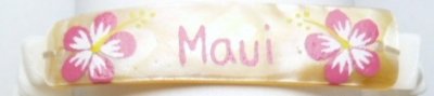 "Maui" Pink Hibiscus Design Rose Shell Elastic Bracelet