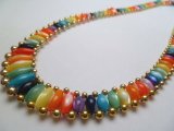 18" Multi Color Flat Mother of Pearl Twisted Necklace