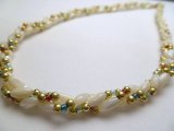 24" Mother of Pearl Twisted Necklace w/ Multi Color Bead