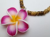 Pink Fimo Flower w/ 18" Coconut Beads Necklace