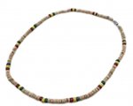 4-5mm Natural & Rasta Color Coconut Beads Necklace 18"