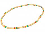 4-5mm Natural & Rasta Color Coconut Beads Necklace 18"