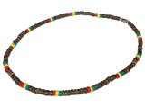 4-5mm Dark Brown & Rasta Color Coconut Beads Necklace 18"