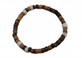 4-5mm Natural Coconut & White Shell Beads Stretchable Bracelet