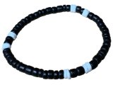 4-5mm Black Coconut & White Shell Beads Stretchable Bracelet