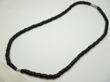 18" Black Coco Bead Necklace w/ Metal Ball
