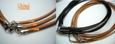 (18") 2.5mm Natural Brown Genuine Leather w/ 925 Silver Claps