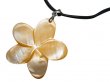 DCI-40mm Orange MOP Flower with Black Cord Necklace