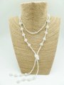 6pcs 10mm White Crystal Ball Dark White Glass Bead Necklace 46"