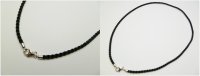 22"- 2mm Black American Satin Twist Braid Necklace w/ 925 Silver