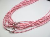 3mm Pink American Satin Double Twist Necklace with 925 Silver