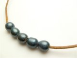 2mm Natural Genuine Leather Cord w/ Genuine Black Pearl