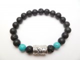 8mm Lava Stone bracelet w/Turquoise