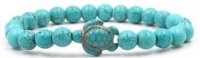 8mm Turquoise Stone w/ Turtle Stretchy Bracelet