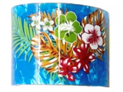 50mm Blue Color Floral Faux Shell Bangle Cuff