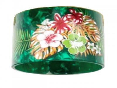 50mm Green Color Floral Faux Shell Bangle Cuff