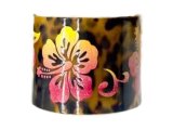 50mm Brown & Black Hibiscus Floral Faux Shell Bangle Cuff
