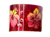50mm Red Hibiscus Floral Faux Shell Bangle Cuff