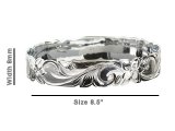 Size 8.5 -8mm Hawaiian Floral Silver Filled Copper Bangle