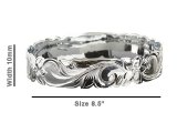 Size 8.5 -10mm Hawaiian Floral Silver Filled Copper Bangle