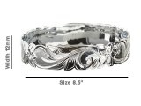 Size 8.5 -12mm Hawaiian Floral Silver Filled Copper Bangle