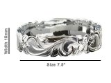 Size 7.5 -15mm Hawaiian Floral Silver Filled Copper Bangle