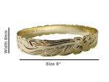 Size 8 -6mm Hawaiian Floral 18K Gold Filled Copper Bangle