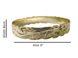 Size 9 -8mm Hawaiian Floral 18K Gold Filled Copper Bangle
