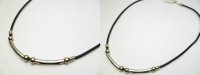 3mm Rubber Cord w/ Metal Tube Bead Necklace 20"