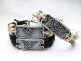 Metal Hang Loose Shaka Hawaii Leather Bracelet