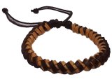 Adjustable Brown Duo Tone Genuine Leather Weaved Bracelet