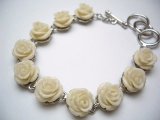 White Simulated Coral Flower Bracelet