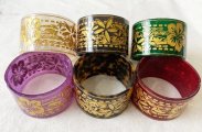 50mm Assorted Color Floral Faux Shell Bangle Cuff
