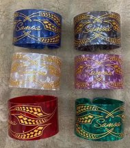 50mm "SAMOA" Assorted Color Floral Faux Shell Bangle Cuff