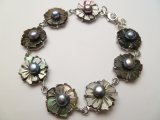 Black Mother of Pearl Shell Bracelet with Pearl