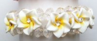 17mm-13pcs- White & Yellow Fimo Flower with C.Z Stone Bracelet
