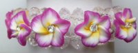 17mm-13pcs- Hot Pink White & Yellow Fimo Flower with C.Z Stone
