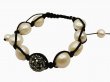 DCI-White Fresh Water Pearl Bracelet w/ Silver Bolla Crystals